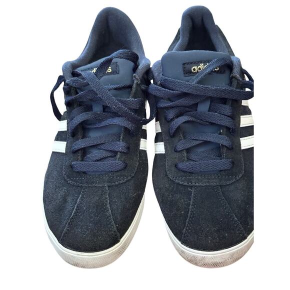 Adidas Neo Women's Black Blue Courtset Lace Up Sneaker Shoes Size 8.5 - Picture 1 of 7